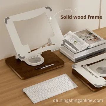 Hochwertiger drehbarer Laptopständer mit Karbonstahl- und Holzmaserungsdesign